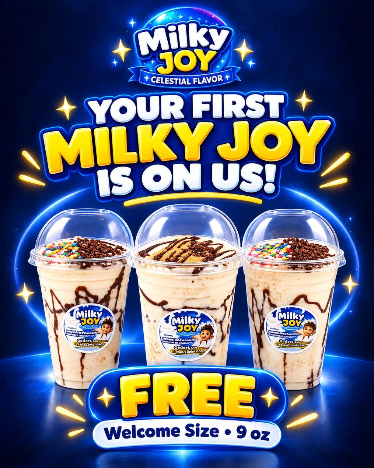 Your first Milky Joy is on us: free 9 oz welcome drink